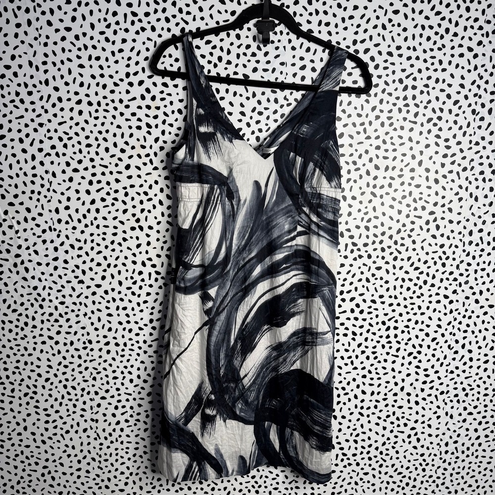 Vince Abstract Brushstroke Printed Sleeveless Dress Size 4